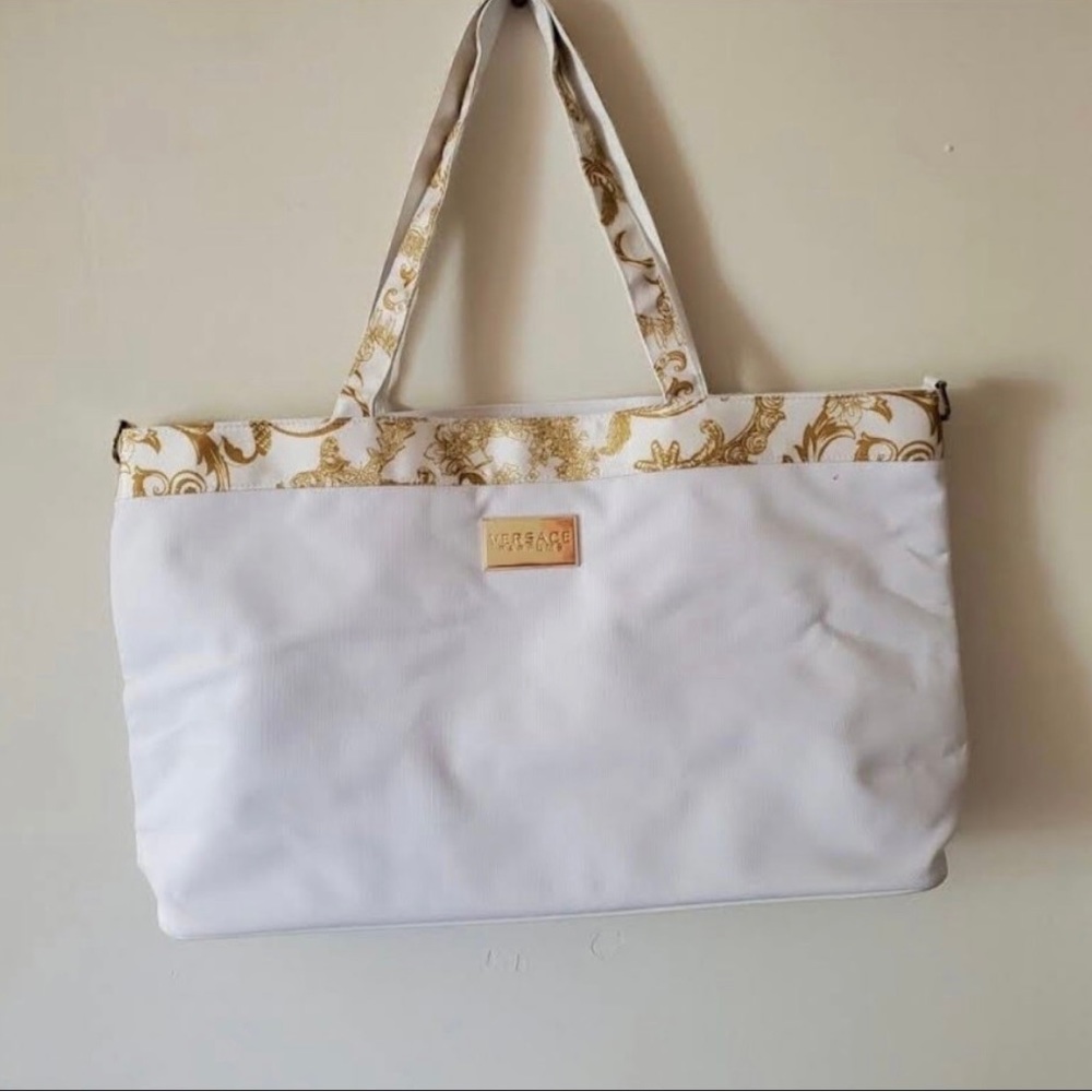 NEW Versace parfum white gold tote bag